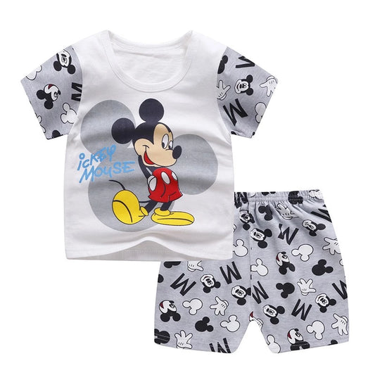 2021 Casual Baby Kidsisney Mickey Mouse Clothes Sets for Boys 100% Cotton Baby Clothes 9 Mo -4 Years Old