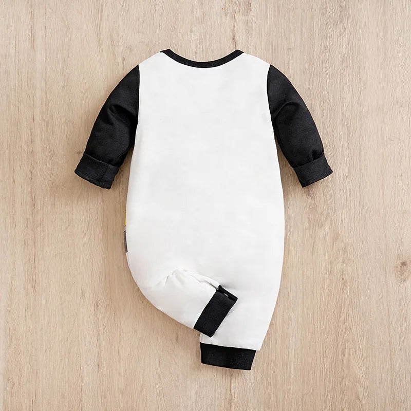 Long-sleeved baby onesies , Black and white cows , Short Sleeves
