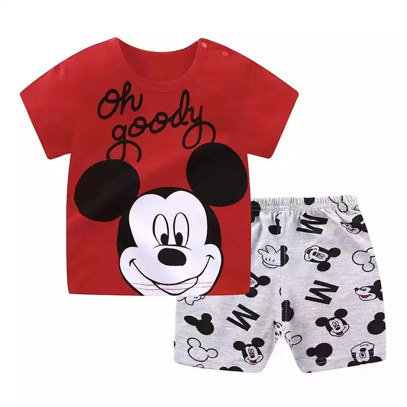 2021 Casual Baby Kid Mickey Mouse Clothes Sets for Boys 100% Cotton Baby Clothes 9 Mo -4 Years Old