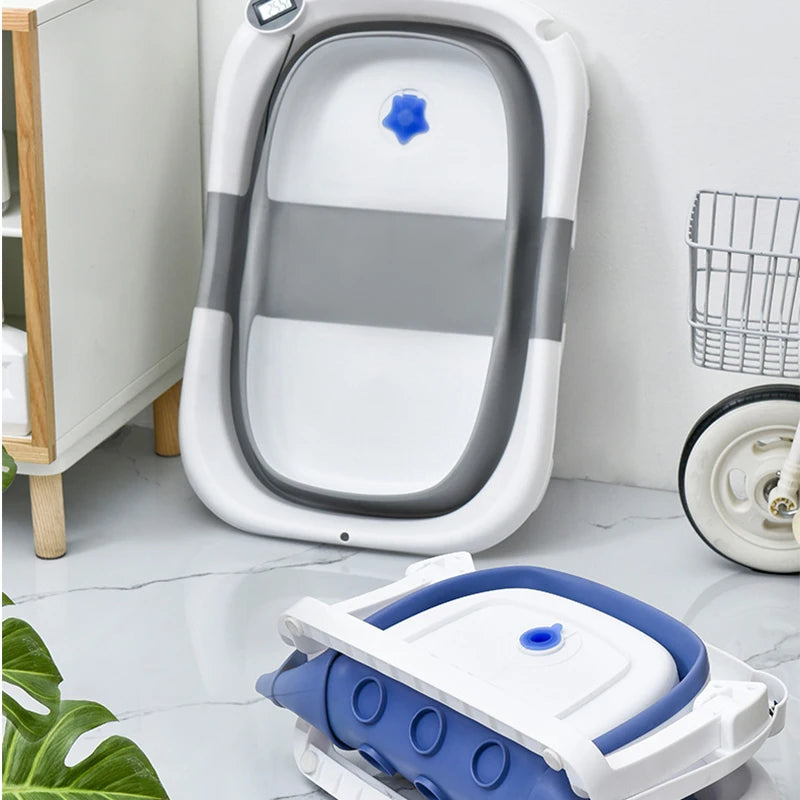 Take A Bath Bathtub Non-Slip Foot Bath Bucket Folding Bathroom With Temperature Sensing