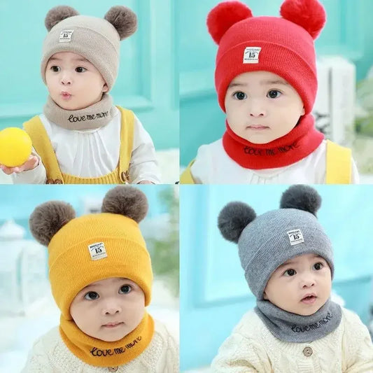 Baby Hat  0-12 Months , Male and Female Baby Hat , Warm Knitted Children's Hat Neck